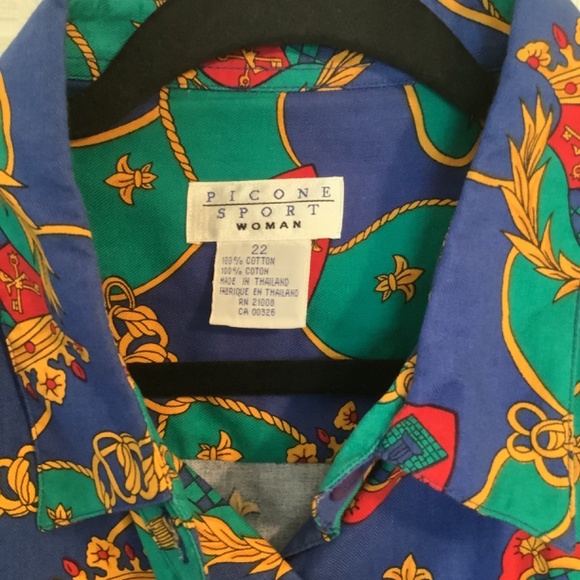 Picone Sport Women’s Button Down Blouse Multi Color Size 22 NWT - Picture 3 of 6